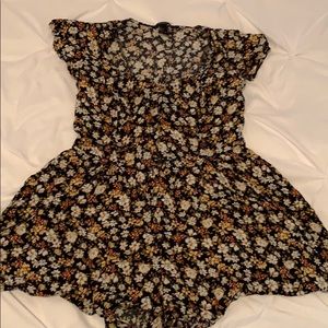 Button up Romper with lace up back adjustable wear